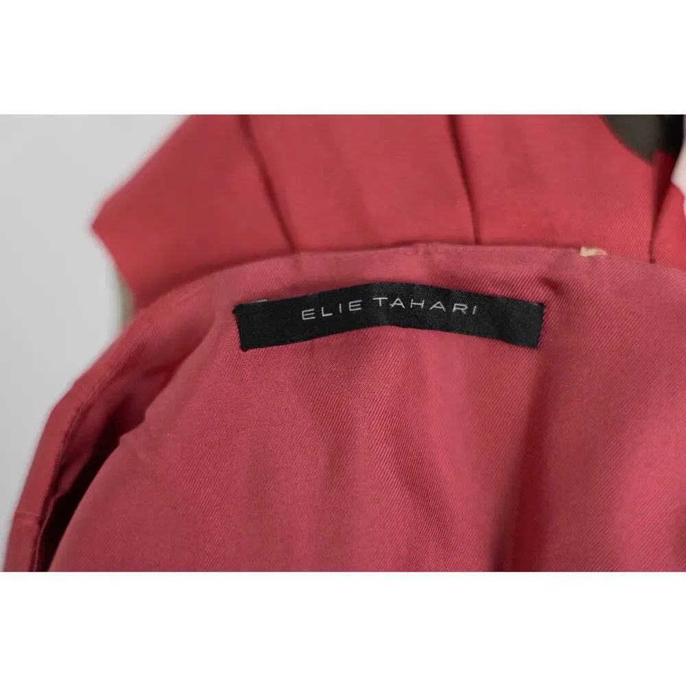 Elie Tahari Size 2 Silk Skirt A Line Lined Floral Red Pink